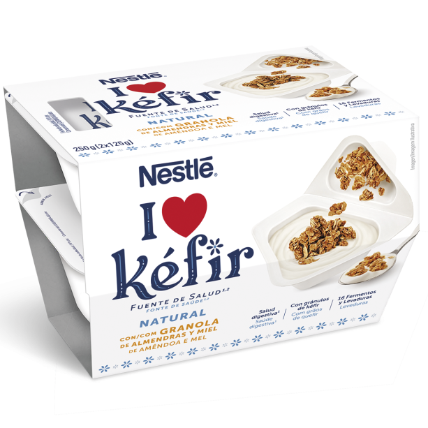 Kéfir Natural com Granola de Amêndoa e Mel 2x125g